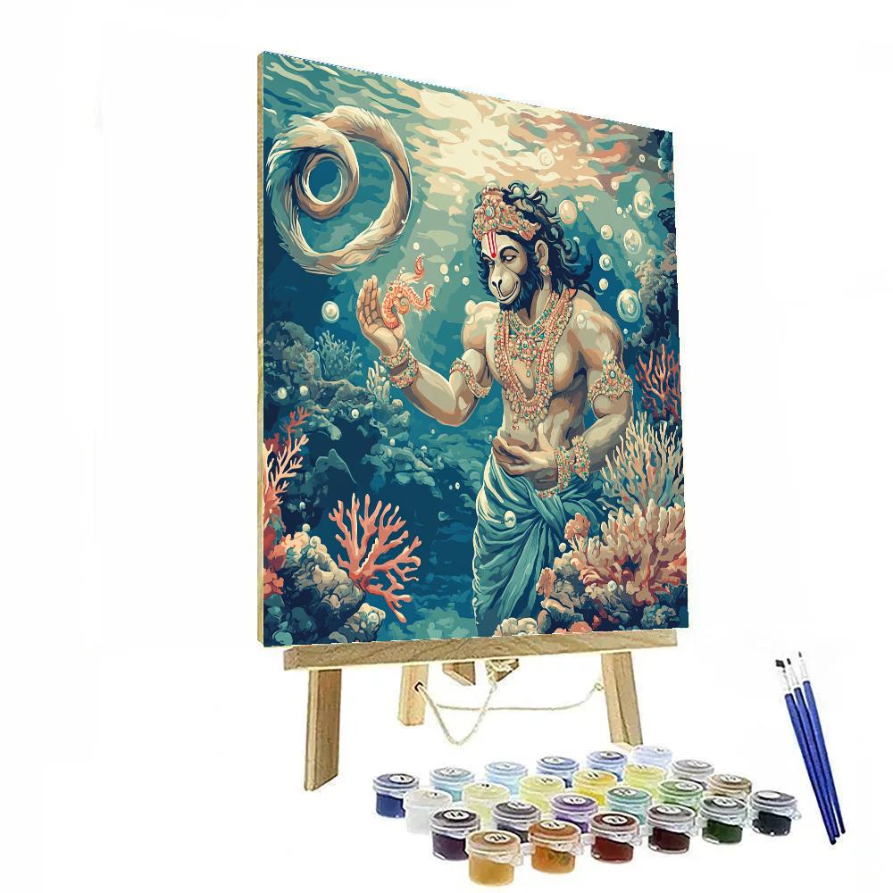 Hanuman In Coral Reef Guardian Pose paint by number