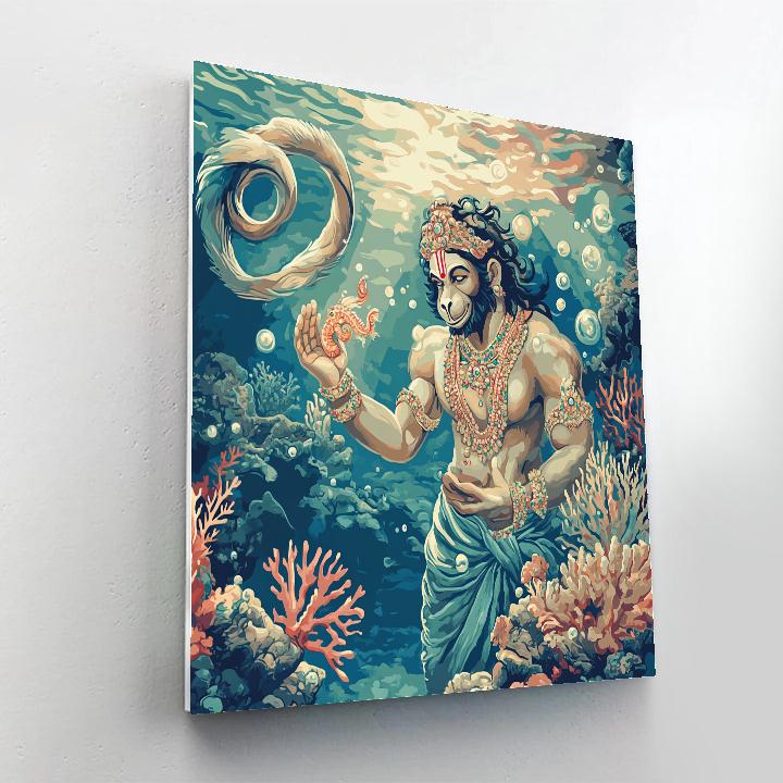 Hanuman In Coral Reef Guardian Pose paint by number