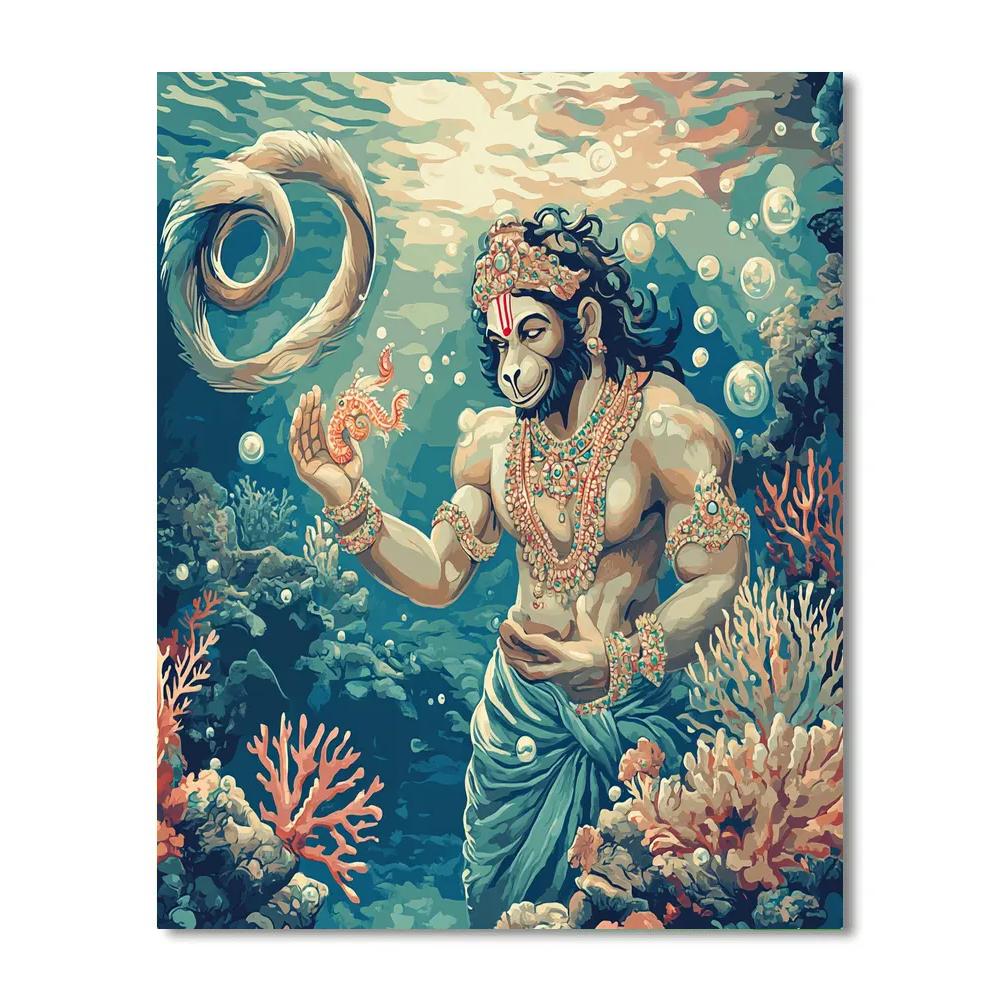Hanuman In Coral Reef Guardian Pose paint by number