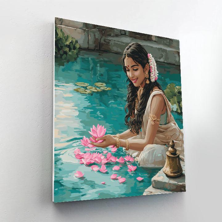 Lotus Pond Ritual With Parvati Grace paint by numbers
