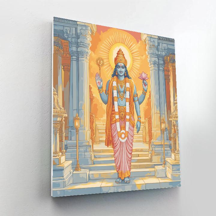 Vishnu Offering Blessings At The Doorway Of Dawn paint by number