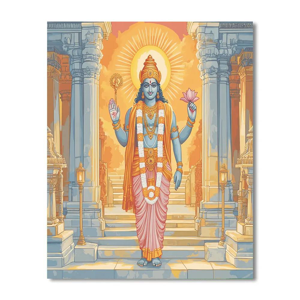 Vishnu Offering Blessings At The Doorway Of Dawn paint by number