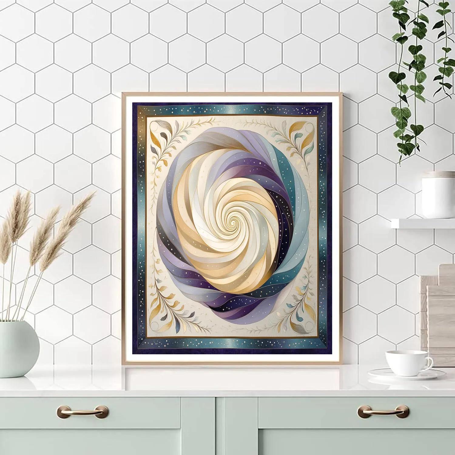 Alphonse Mucha Inspired Aurora Time Spiral Tapestry Number painting