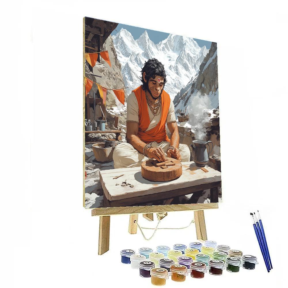 Mountain Workshop With Hanuman Apprentice Painting by numbers kit