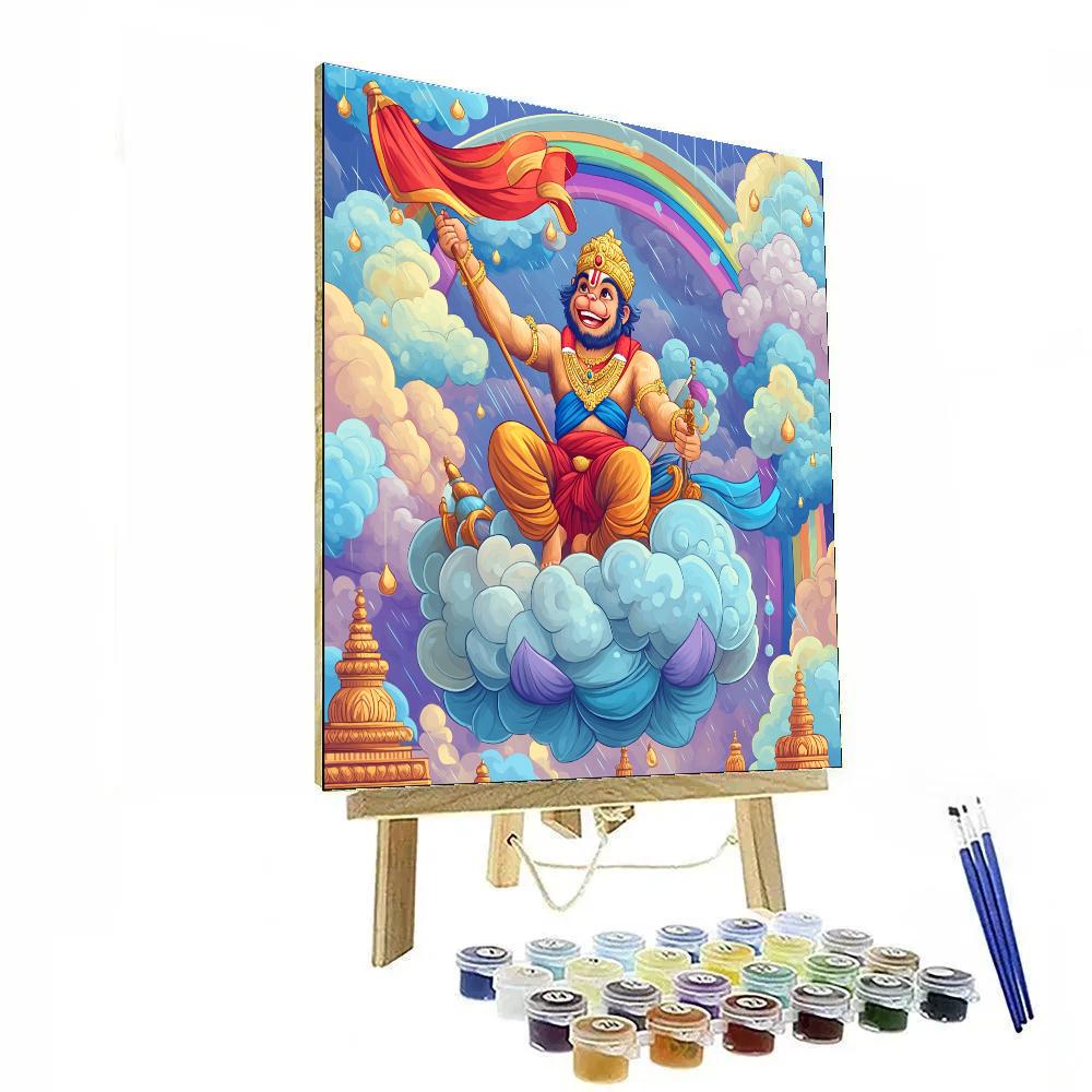 Hanuman Chariot In Monsoon Cloud Theater paint by number