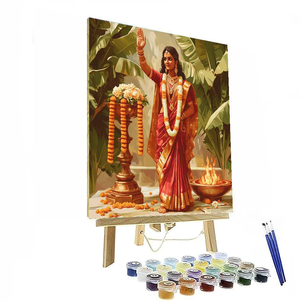 Wedding Garland Parvati Blessing Scene paint by color
