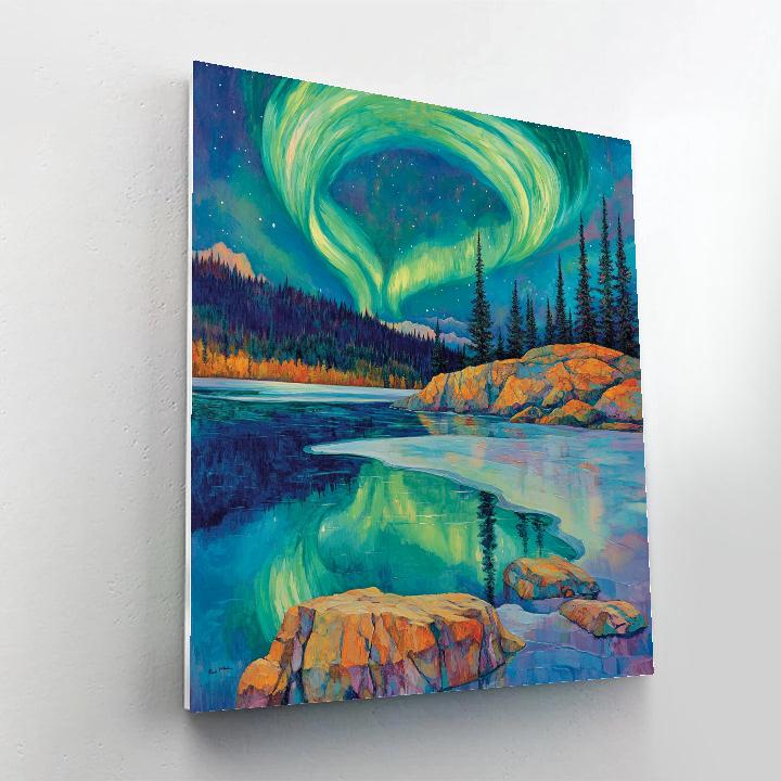 A.Y. Jackson Inspired Aurora Over The Canadian Shield Thaw DIY paint by numbers