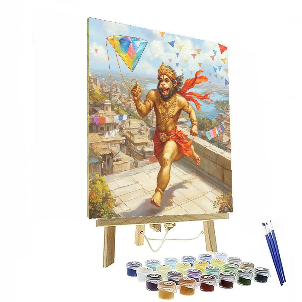 Hanuman And Kite Festival Rooftop Run paint by numbers