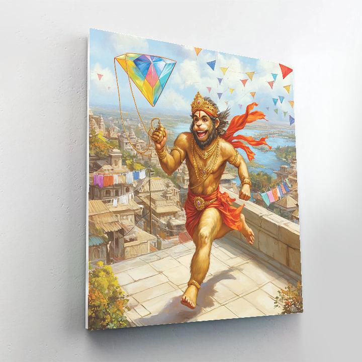 Hanuman And Kite Festival Rooftop Run paint by numbers