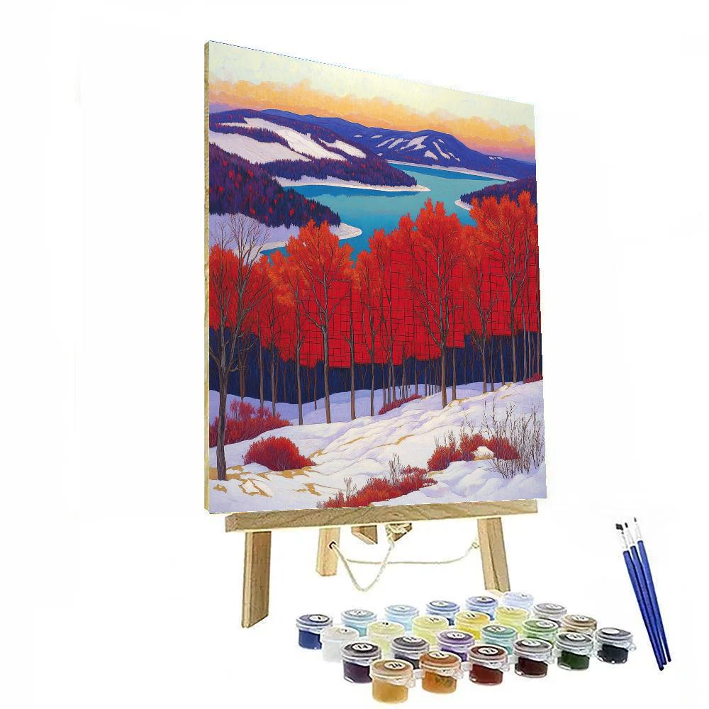 A.Y. Jackson Inspired Crimson Maple Haze In Algoma Equinox paint by color