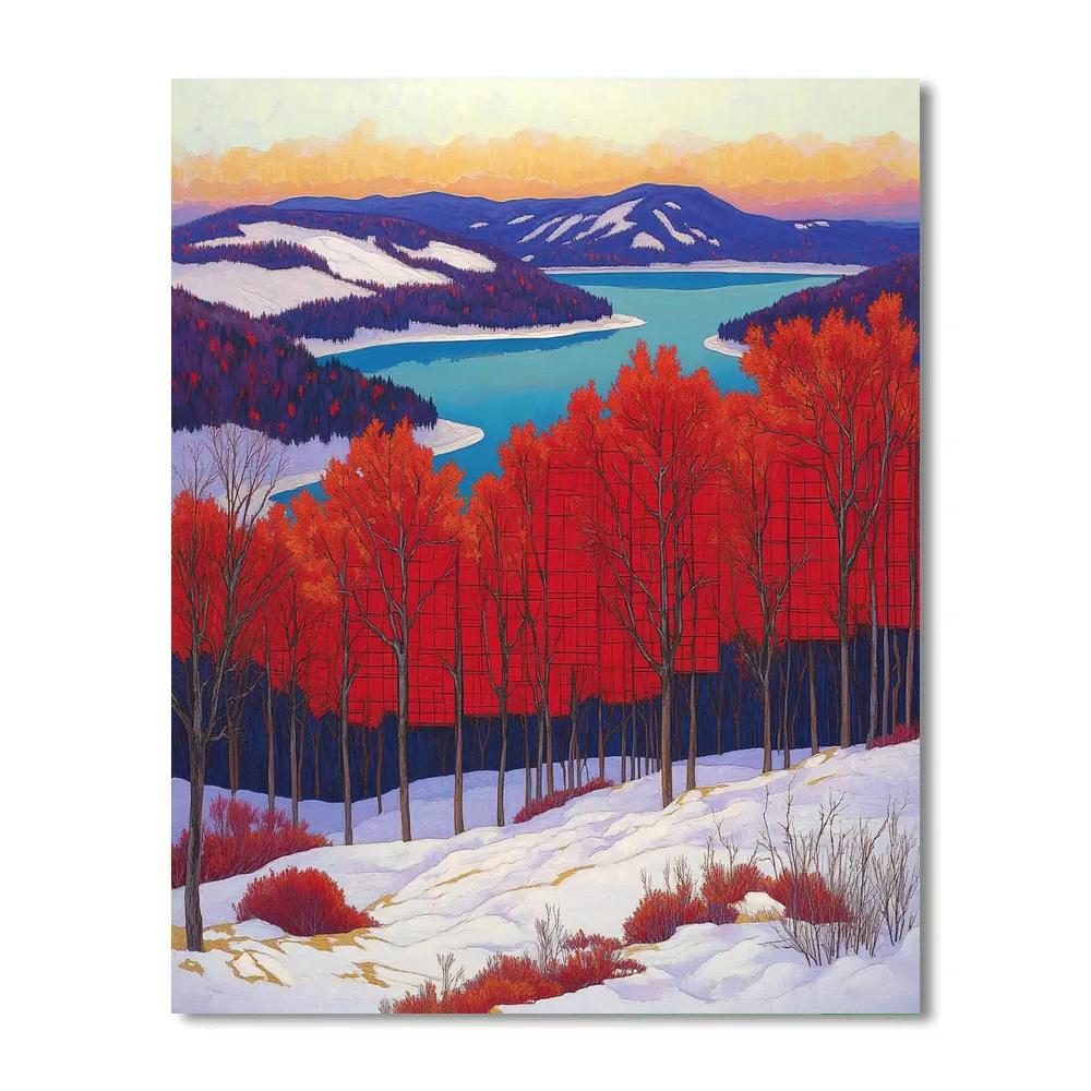 A.Y. Jackson Inspired Crimson Maple Haze In Algoma Equinox paint by color