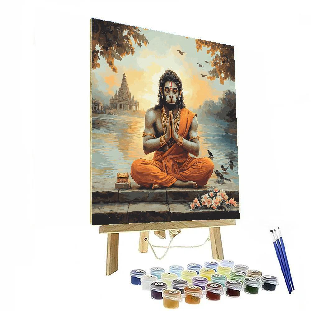 Hanuman At Riverside Meditation Steps paint by numbers