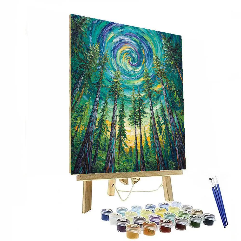 Emily Carr Inspired Aurora Cedar Cathedral painting number kit