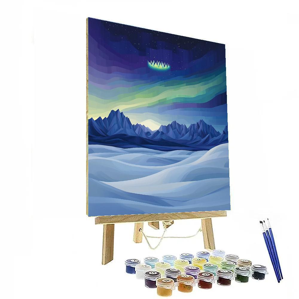 Lawren Harris Inspired Aurora Crown Over Snowbound Plateau paint by color