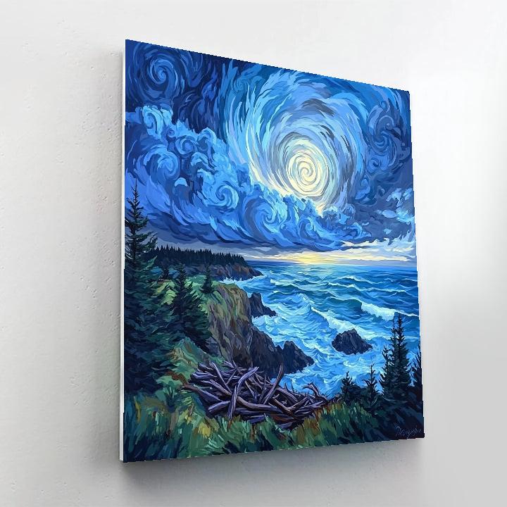 Emily Carr Inspired Storm Spiral Over Haida Gwaii Shore painting number kit