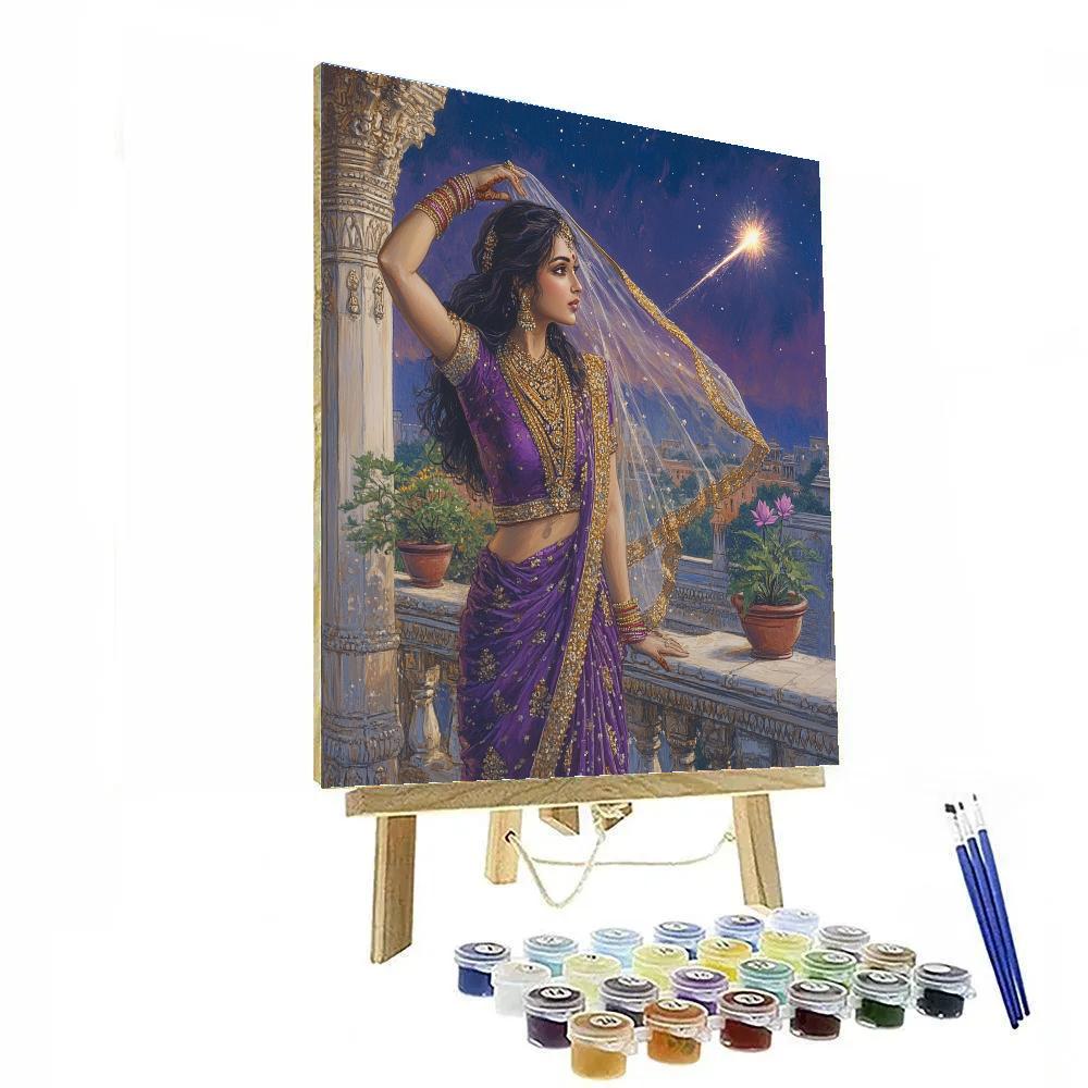 Parvati Palace Balcony Under Meteor Light Painting by numbers kit