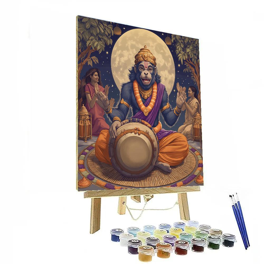 Hanuman Moonlit Drum Circle paint by color