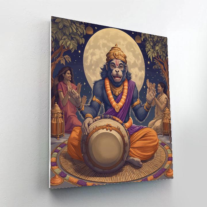 Hanuman Moonlit Drum Circle paint by color