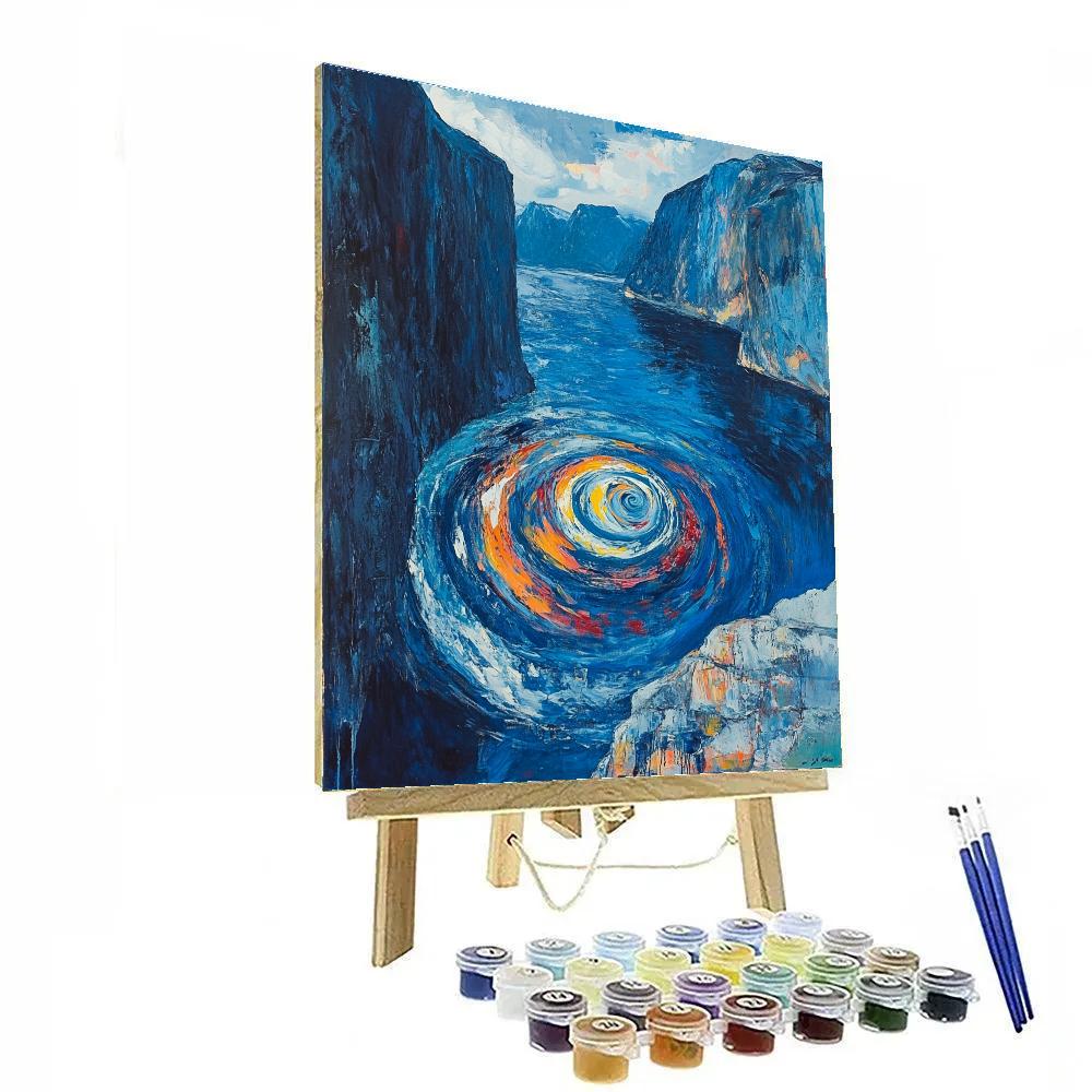 Edvard Munch Inspired Tidal Vortex Over The Fjord Rim paint by numbers