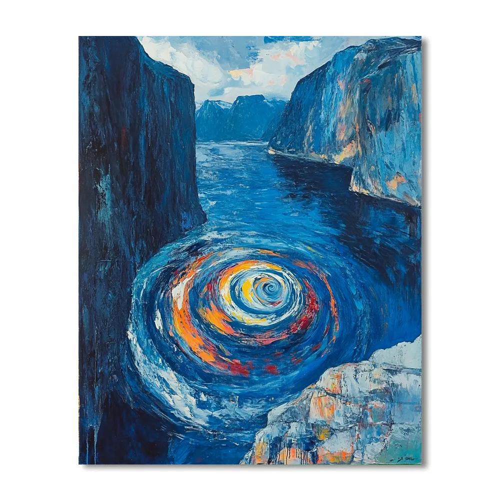 Edvard Munch Inspired Tidal Vortex Over The Fjord Rim paint by numbers