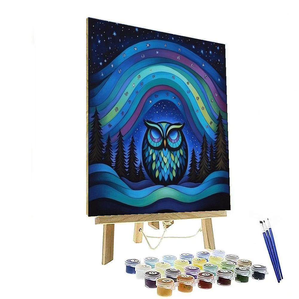 Norval Morrisseau Inspired Aurora Owl Of Silent Wisdom Numbered painting kits