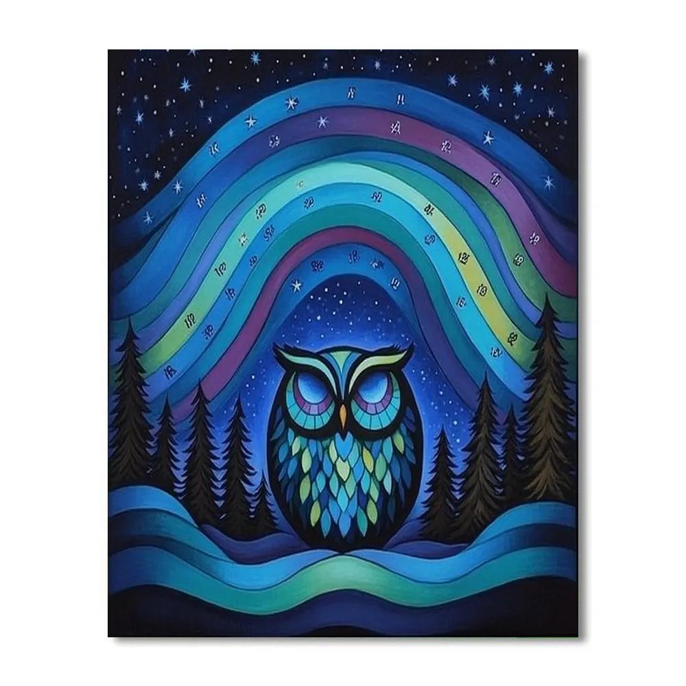 Norval Morrisseau Inspired Aurora Owl Of Silent Wisdom Numbered painting kits