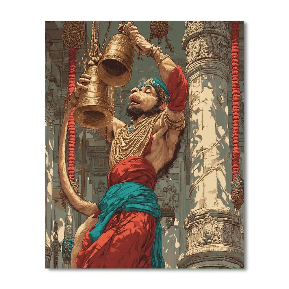 Hanuman In Temple Bell Harmony Painting by numbers kit
