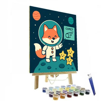 Comet Classroom With A Curious Fox Astronaut DIY paint by numbers