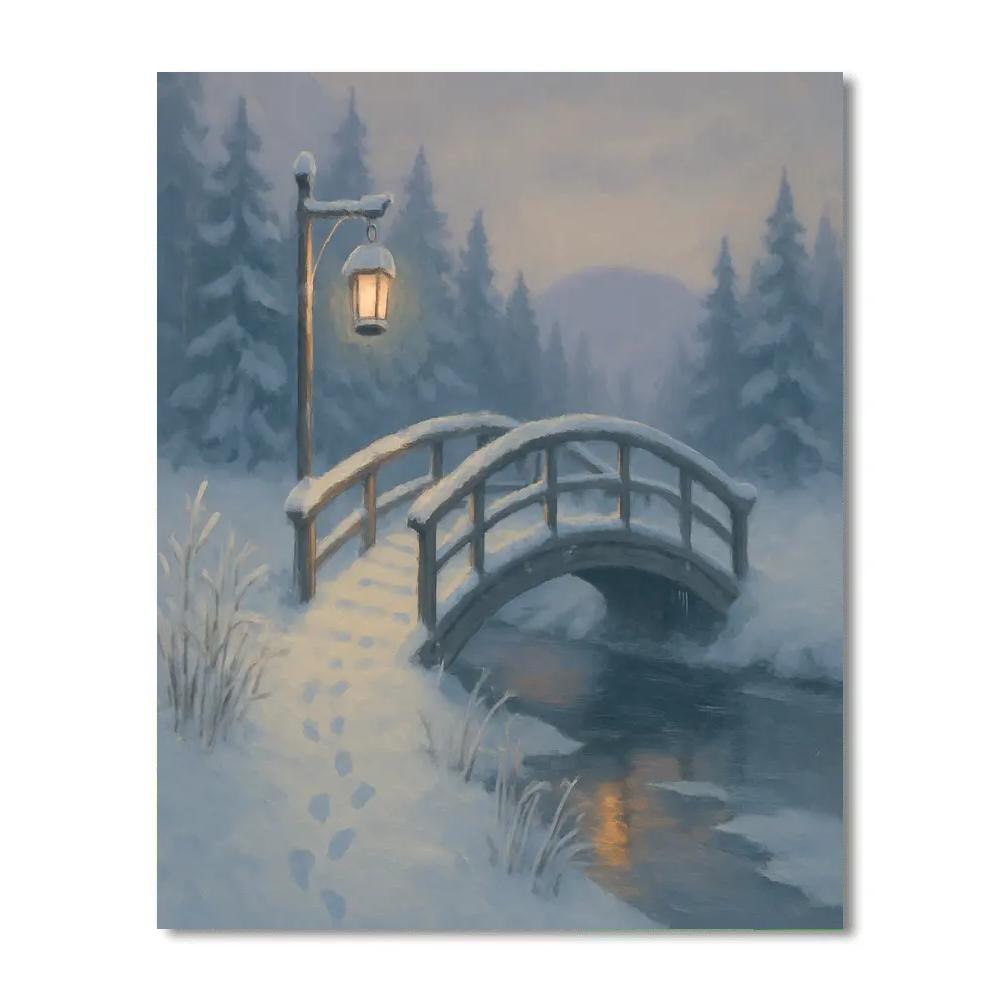 Lantern Bridge Over The Whispering Ice paint by color