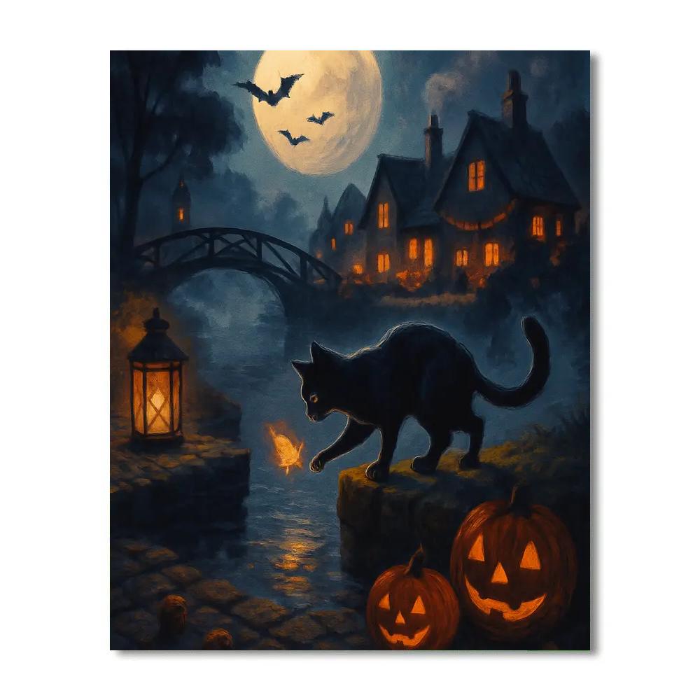 Lanterns Along The Hollow Canal Painting by numbers kit