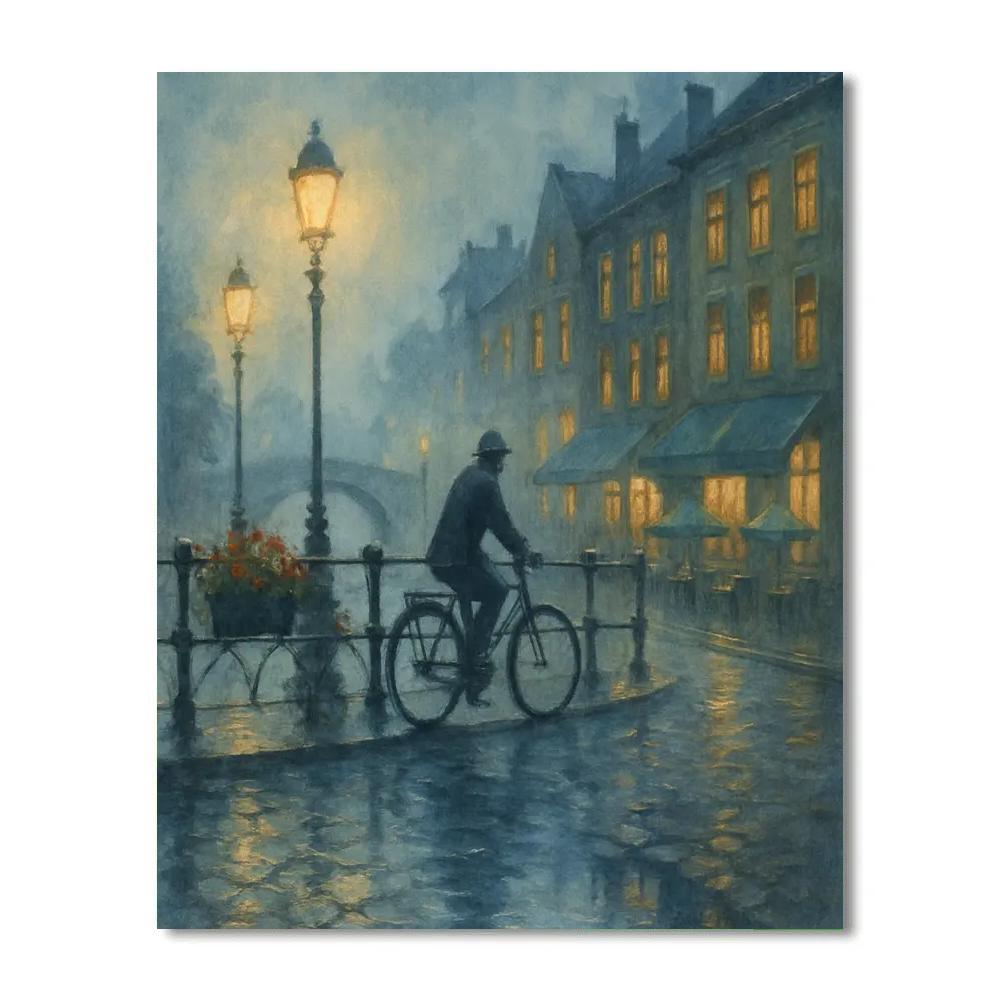 Lantern Mist Over The Canal Quarter paint by color
