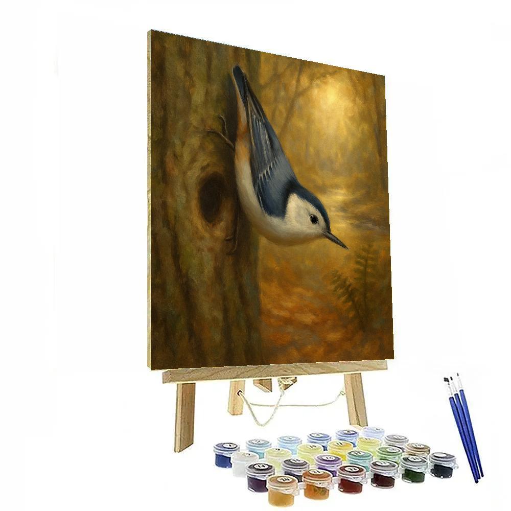 Lantern Light Nuthatch Hollow DIY paint by numbers