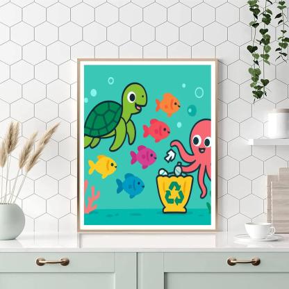 Coral Reef Recycling Parade Painting by numbers kit