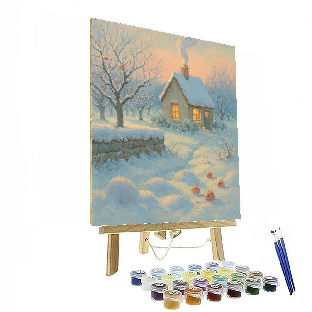 Sunrise Smoke Above The Orchard Cottage paint by number