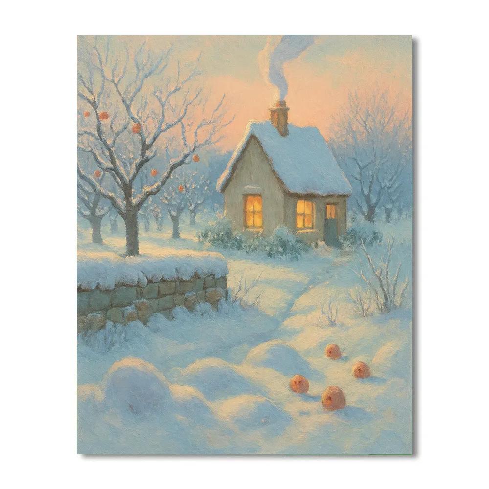 Sunrise Smoke Above The Orchard Cottage paint by number