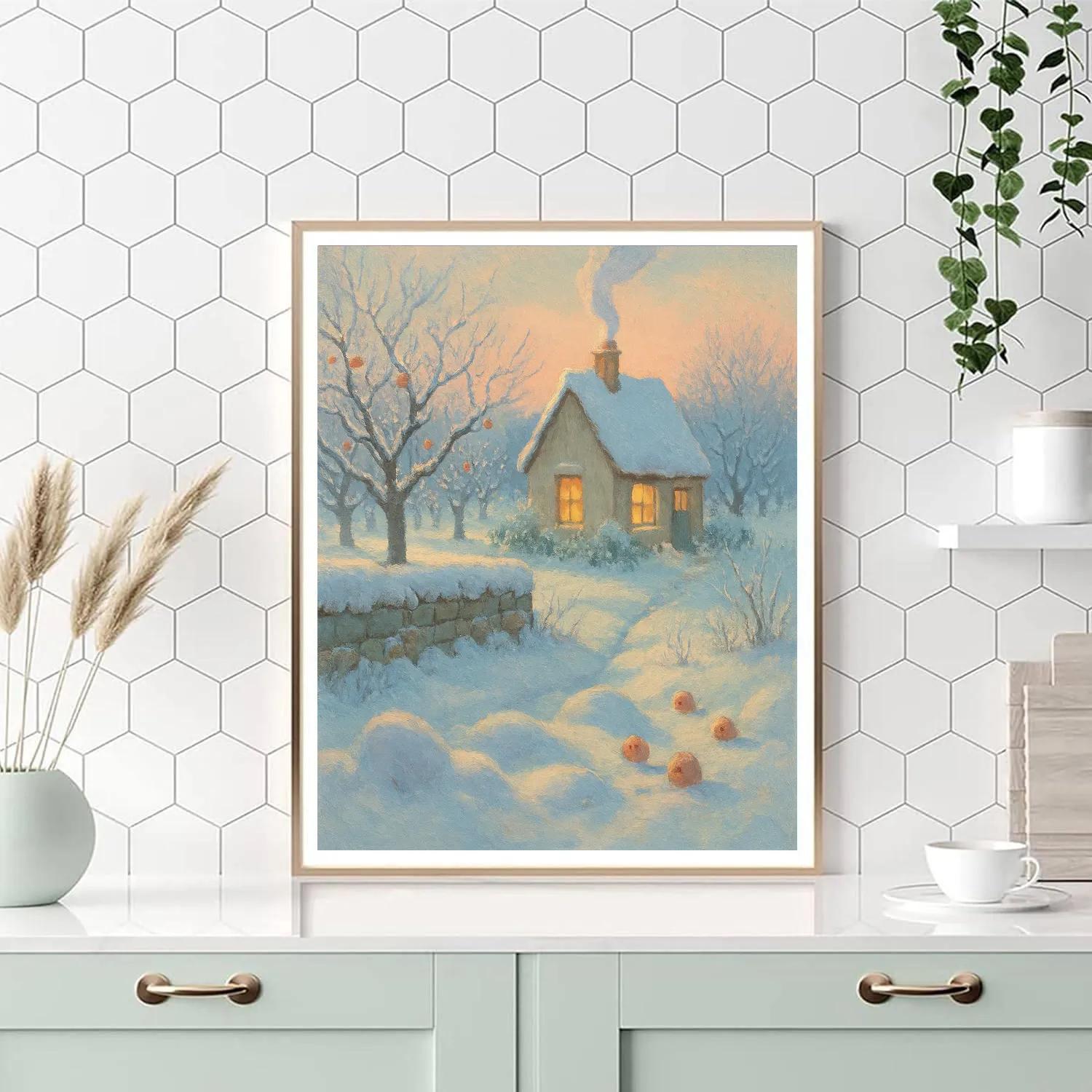 Sunrise Smoke Above The Orchard Cottage paint by number