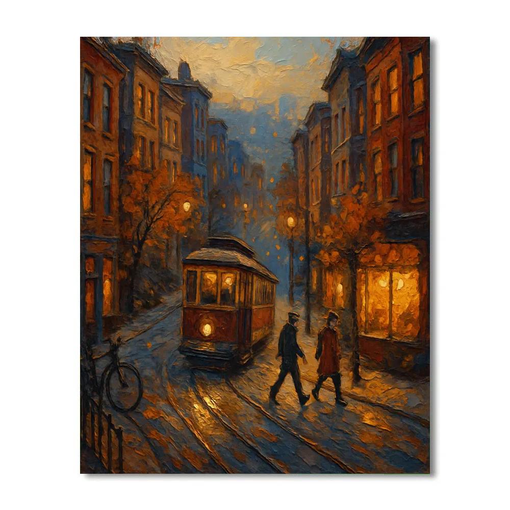 Autumn Tramway Through A Hillside District paint by numbers