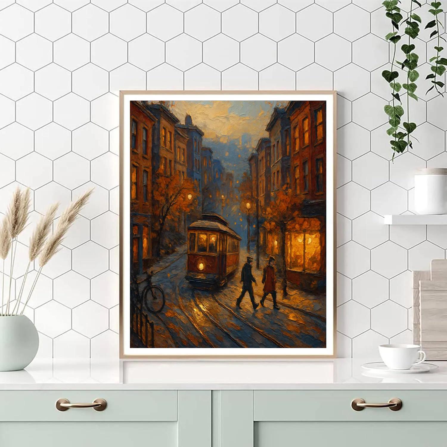 Autumn Tramway Through A Hillside District paint by numbers