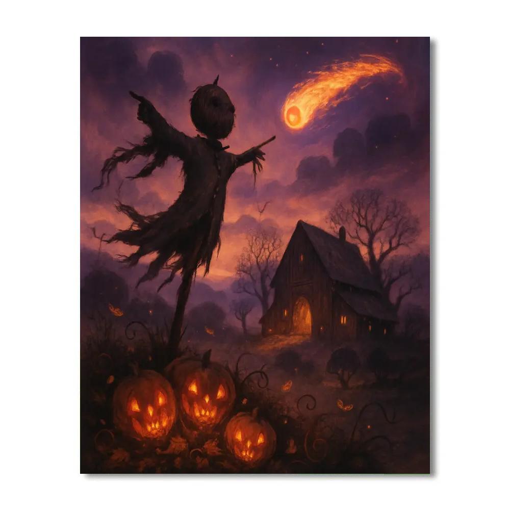 The Pumpkin Comet Over Briarwood Ridge painting number kit
