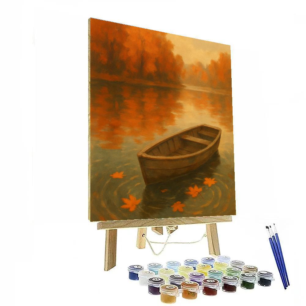 Autumn Rowboat Under Copper Maples DIY paint by numbers
