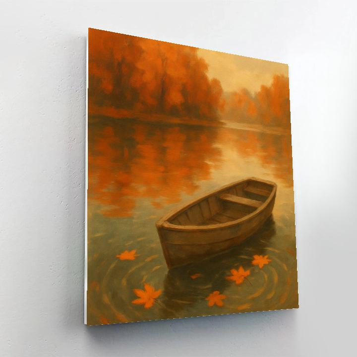 Autumn Rowboat Under Copper Maples DIY paint by numbers