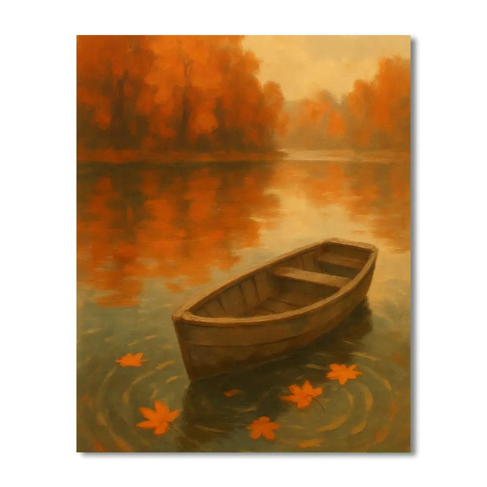Autumn Rowboat Under Copper Maples DIY paint by numbers