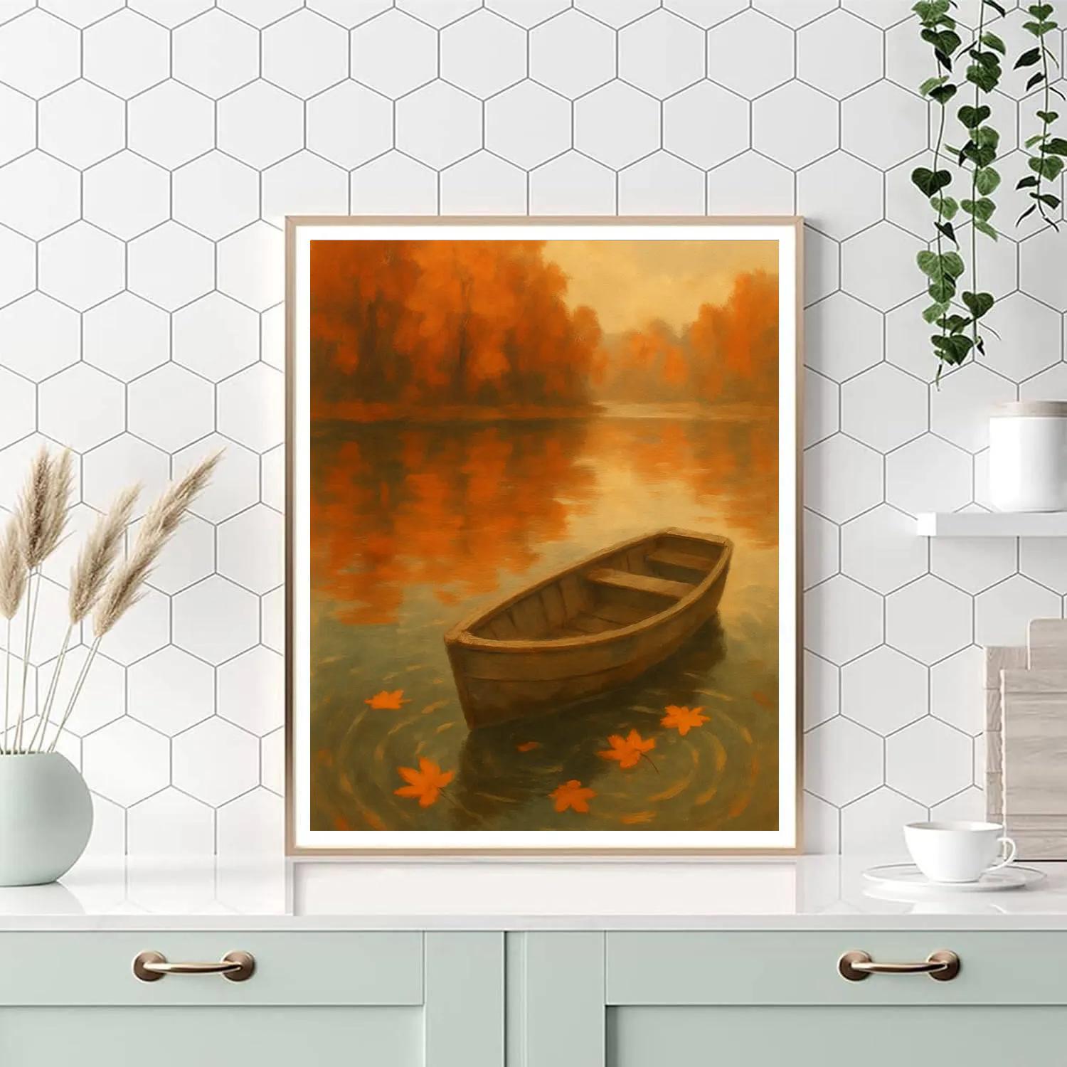 Autumn Rowboat Under Copper Maples DIY paint by numbers