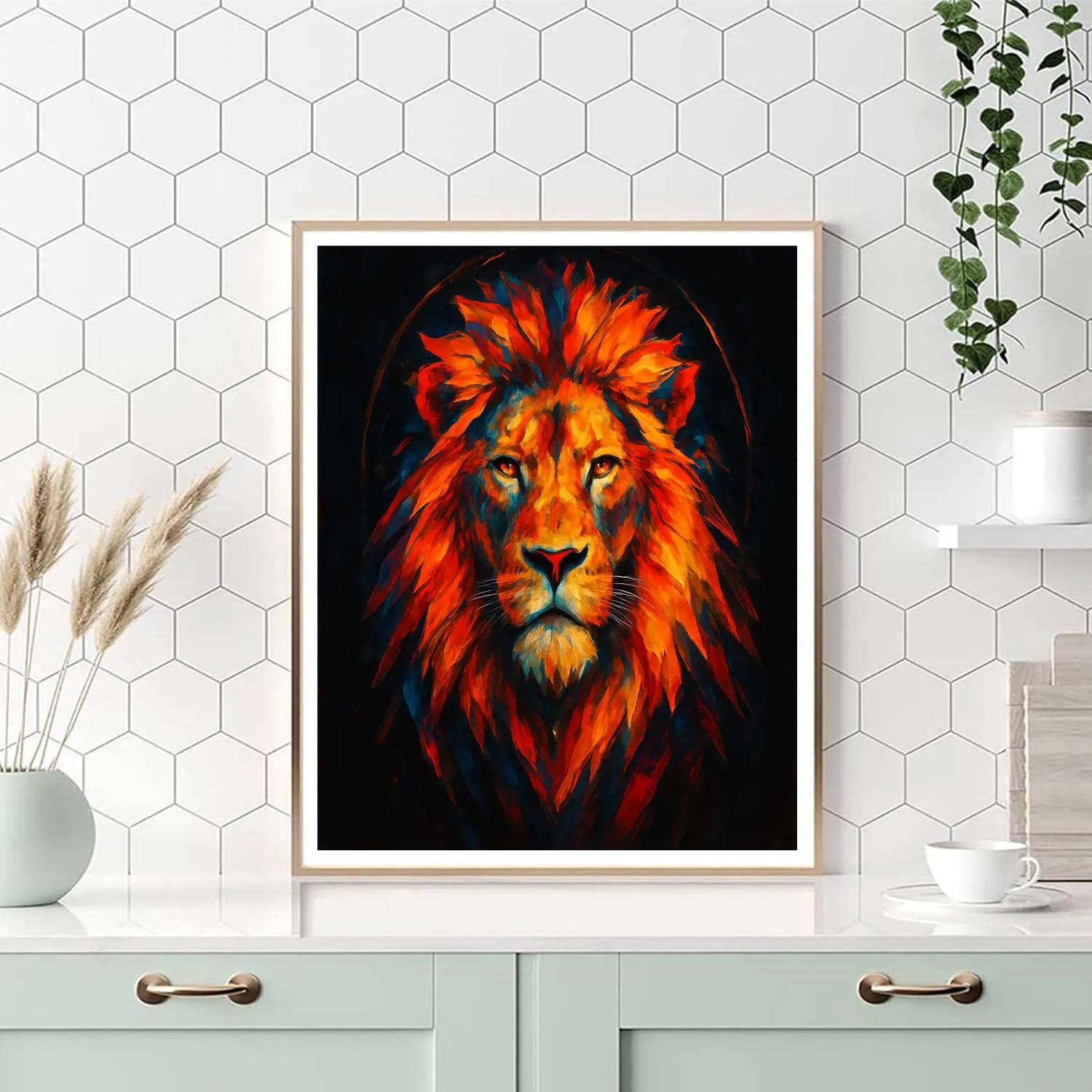 Solar Crown Lion Monarch Painting by numbers kit
