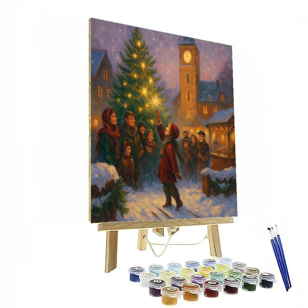 The Clocktower Tree Lighting paint by numbers