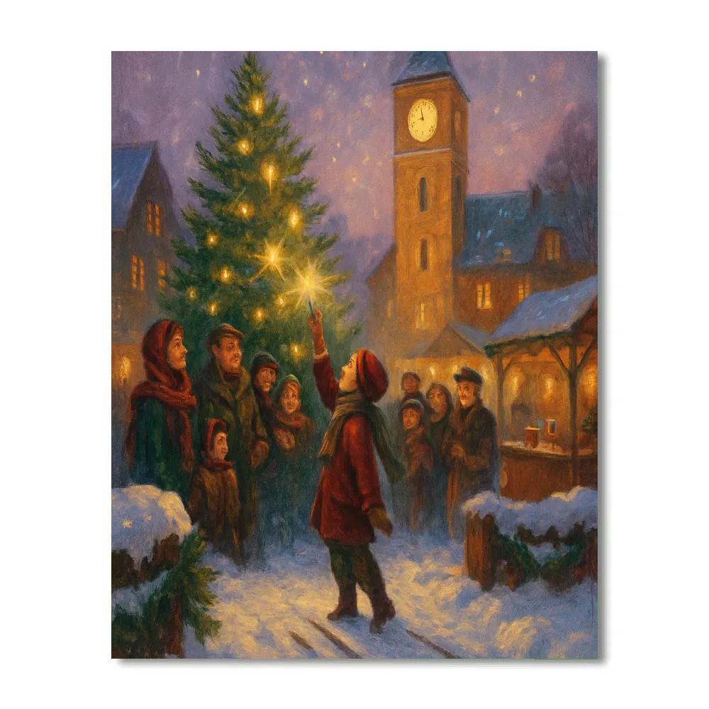 The Clocktower Tree Lighting paint by numbers