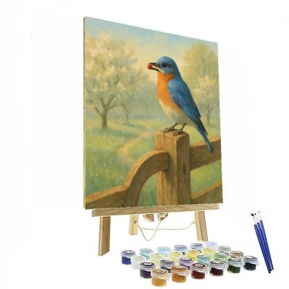 Warm Orchard Gate Bluebird Morning painting number kit