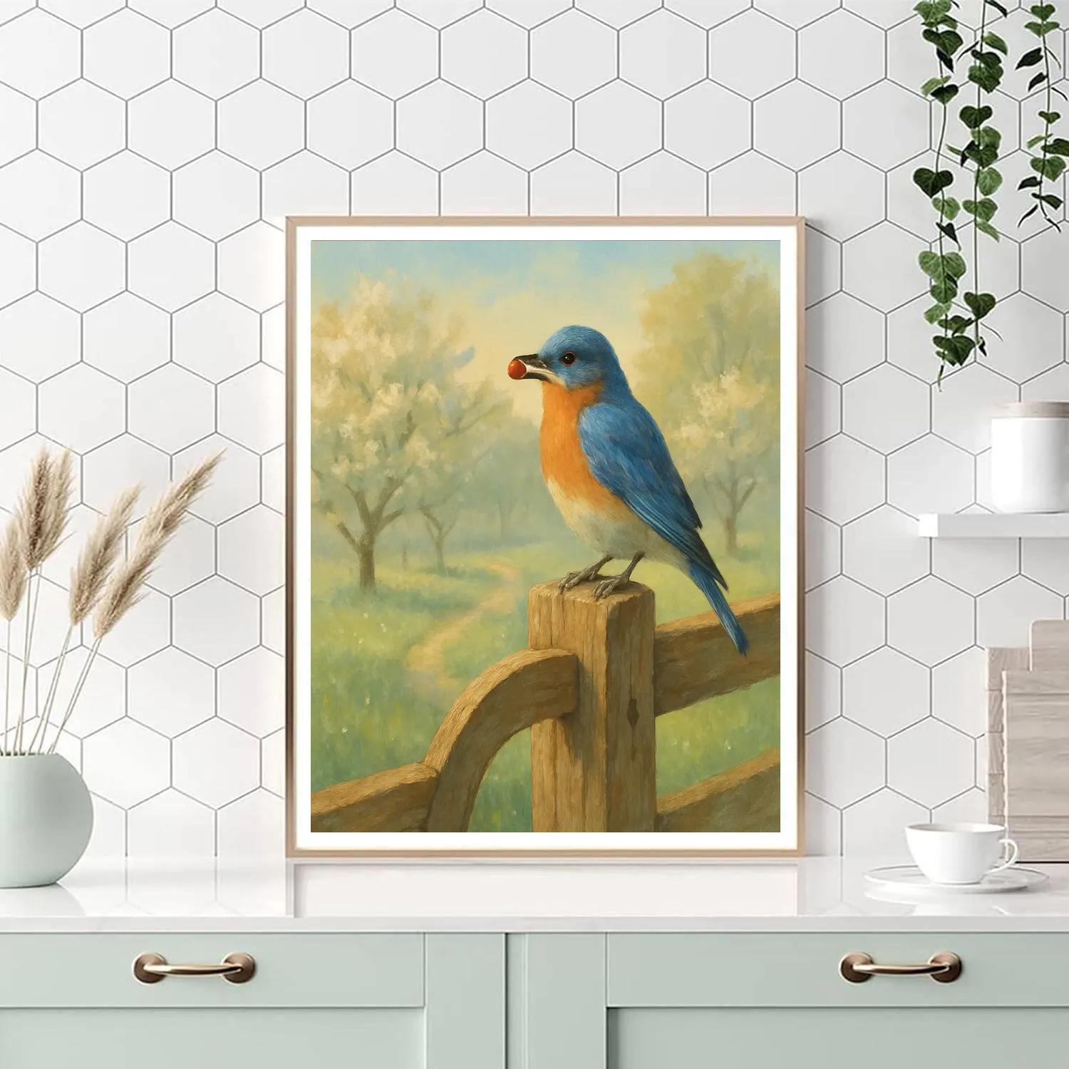 Warm Orchard Gate Bluebird Morning painting number kit