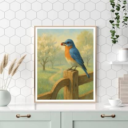 Warm Orchard Gate Bluebird Morning painting number kit