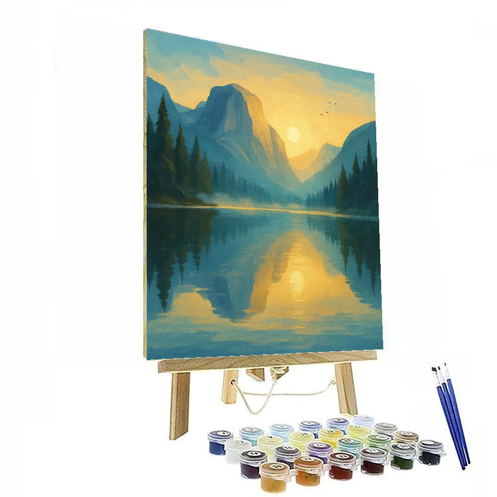 Sunrise Mirror Lake Between Granite Peaks paint by numbers